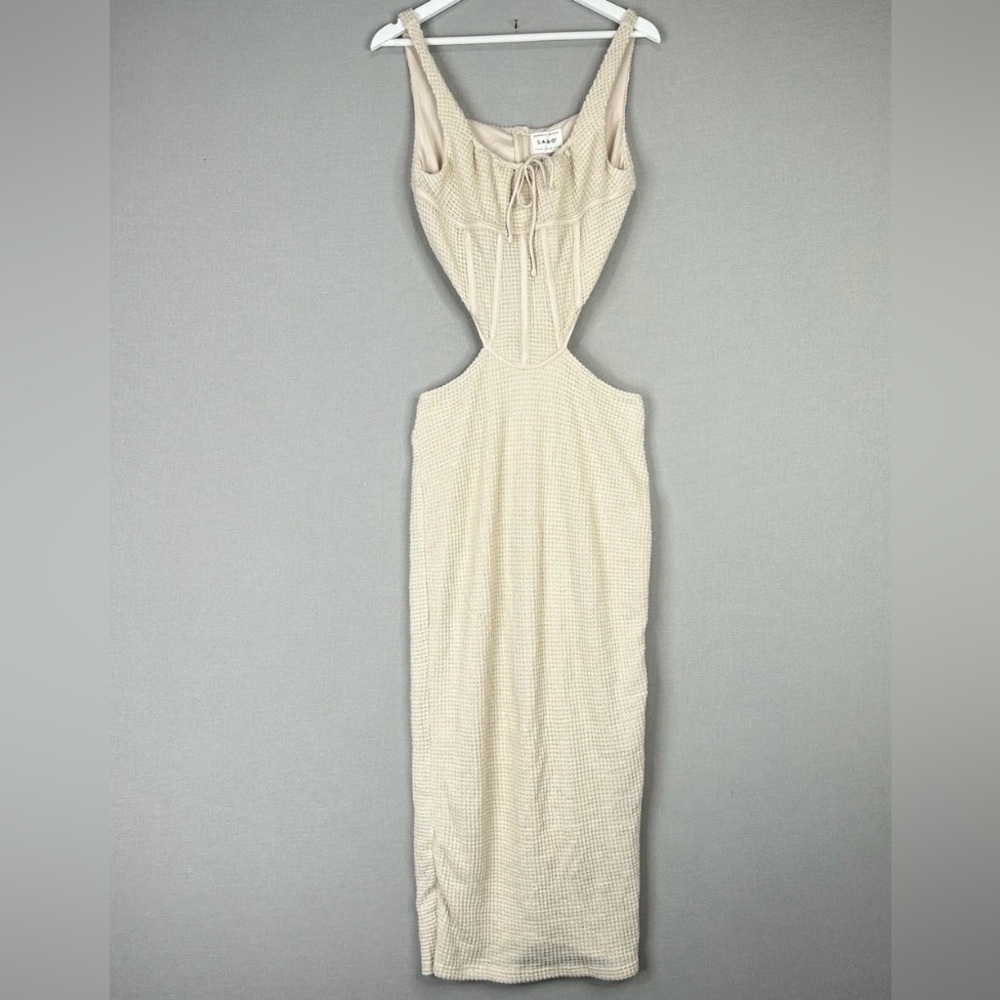 SABO Cream Crochet Maxi Dress - Lightweight Knitted Bralette